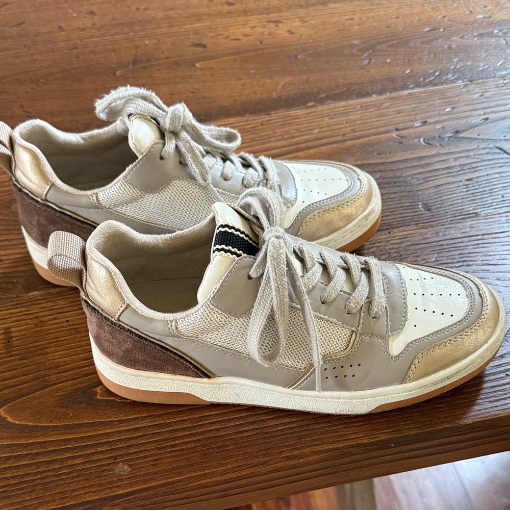 ShuShop Cream and Brown Women's Sneakers